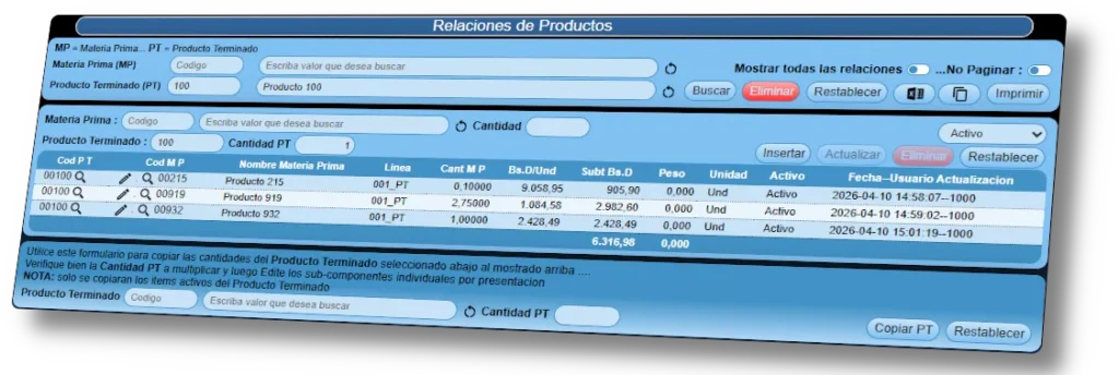 Receta de Costos Pyme'S: Desglose técnico de materia prima y subcomponentes para el cálculo del costo unitario real.